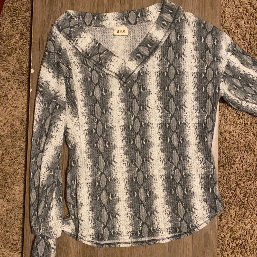 Snakeskin waffle knit top